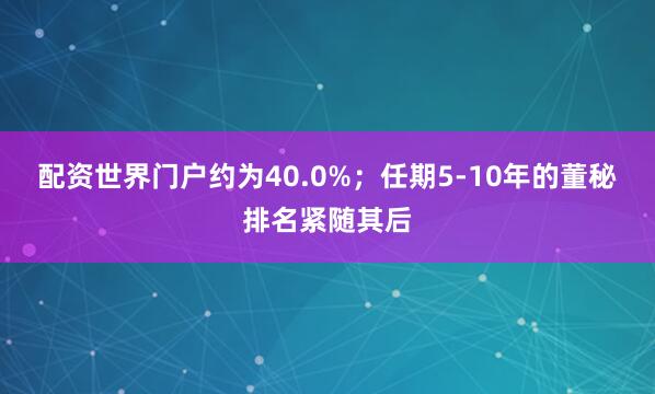 配资世界门户约为40.0%；任期5-10年的董秘排名紧随其后