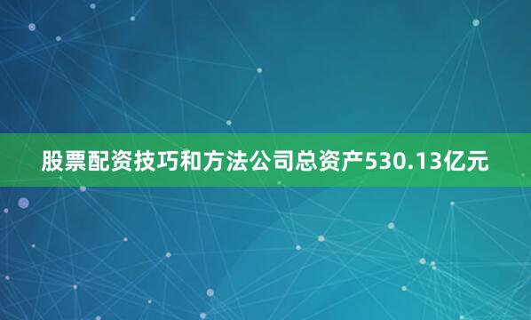 股票配资技巧和方法公司总资产530.13亿元